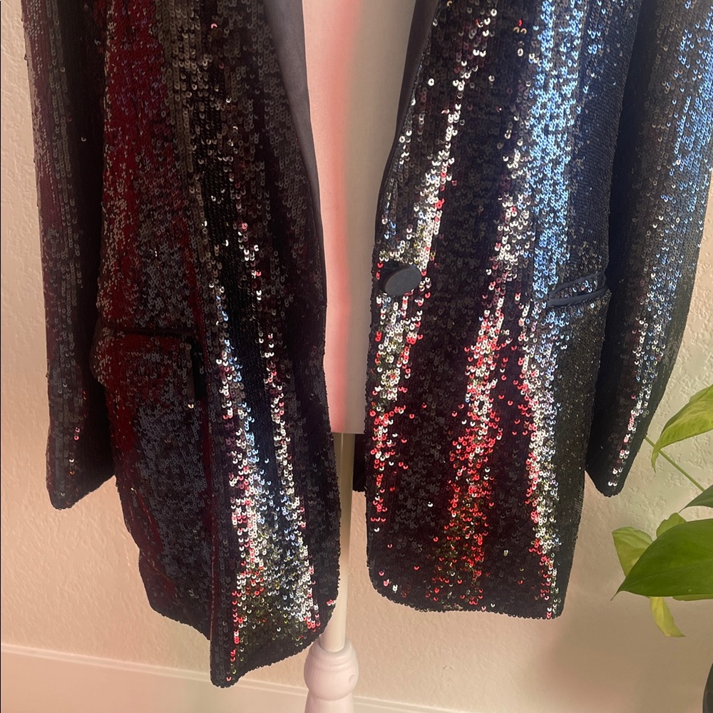 Express Black Sequin Blazer - image 3